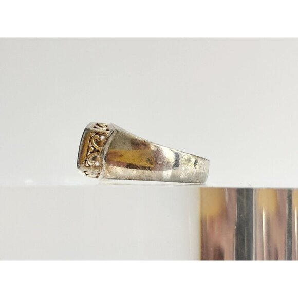 Mother of Pearl Sterling Silver Vintage Cabochon Minimalist Ring - sz 8.25 - Picture 3 of 10